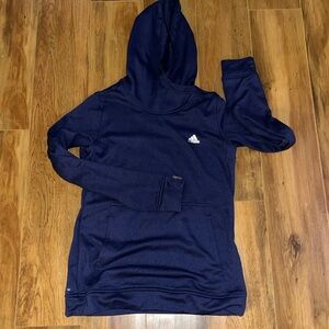 Adidas Women's ClimaWarm Hoodie with Thumb Holes Medium Navy